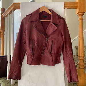 Diesel Burgundy Moto Leather Jacket